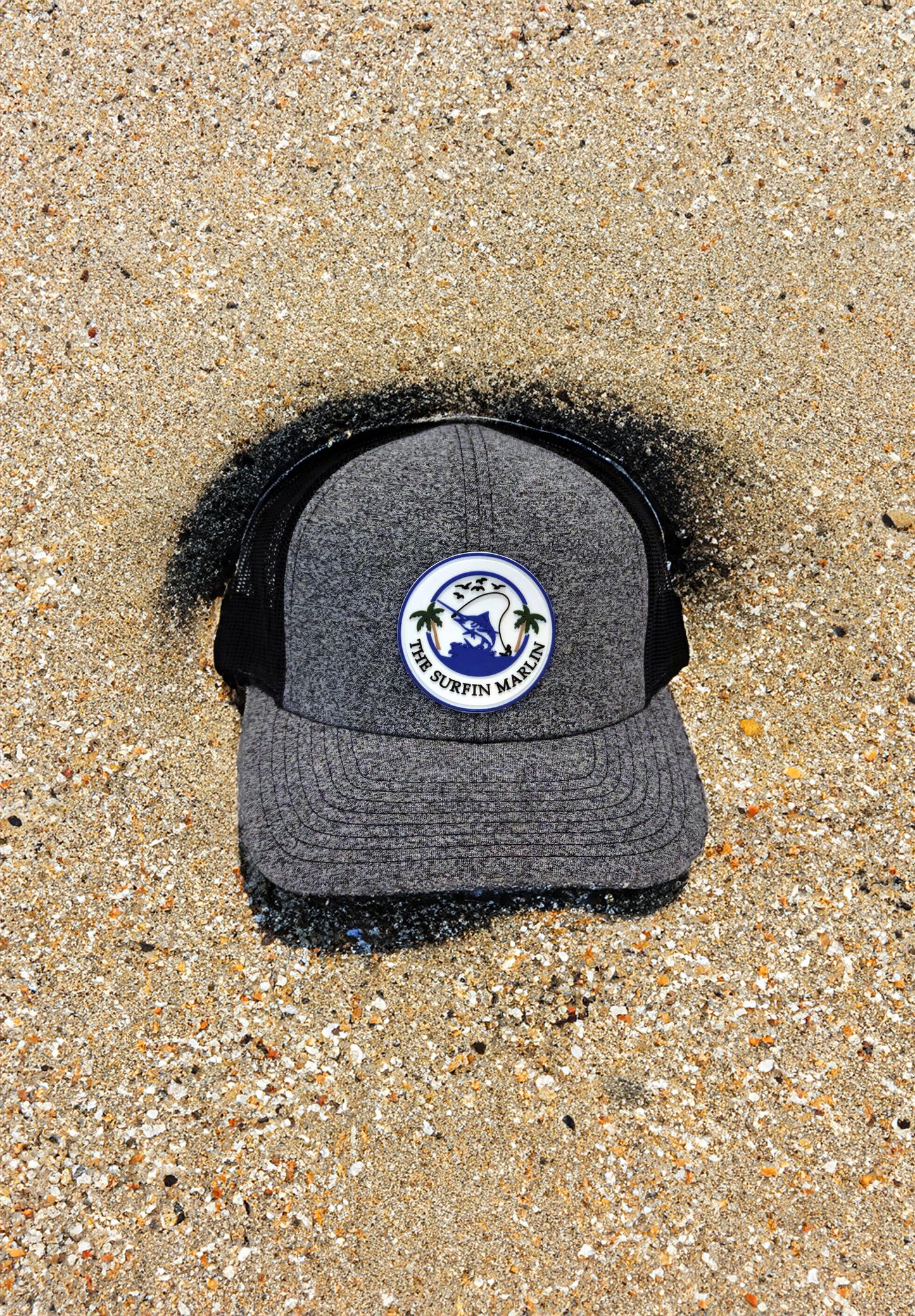 Richardson Rubber Patch Heather Grey/Navy Hat