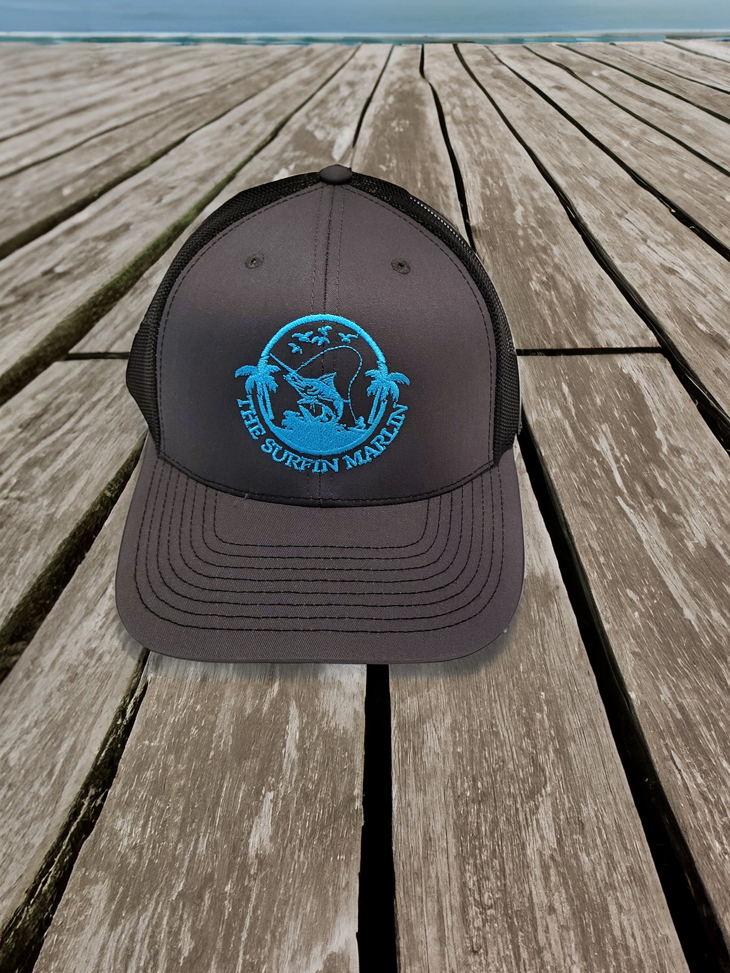 Richardson Charcoal/Blk/Blue Embroidered Hat