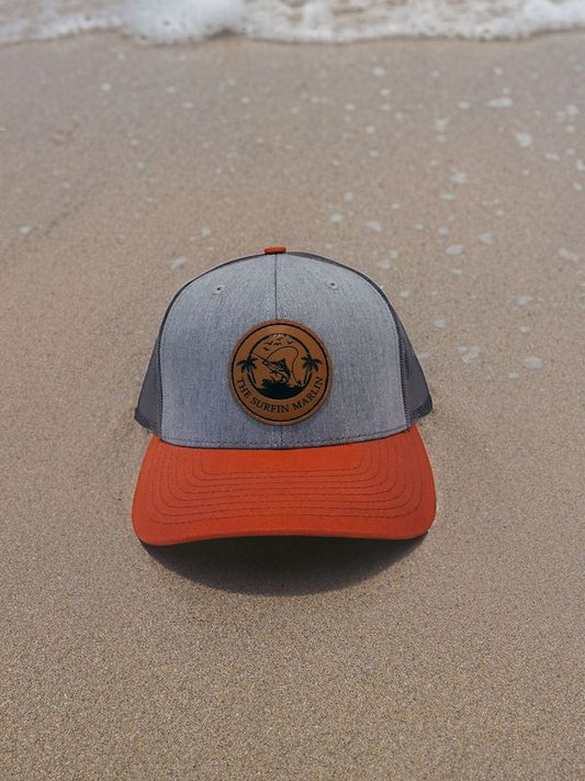 Richardson Leather Patch Heather Grey/Charcoal/Dk Orange Hat